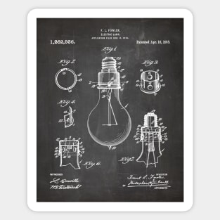 Electric Lamp Patent - Housewarming Home Hallway Art - Black Chalkboard Sticker